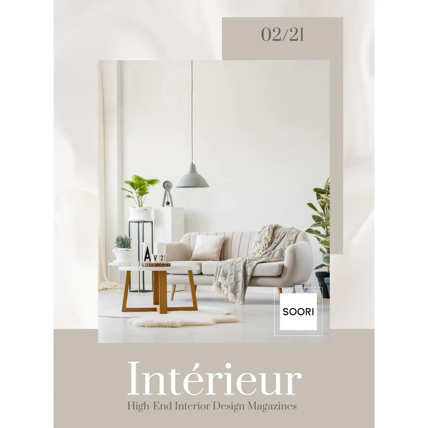 مجله دکوراتیو اینتریور (کد 111) با طراحی روشن و مینیمال الهام‌گرفته از سبک اروپایی چاپ شده روی فوم سبک برای دکوراسیون داخلی