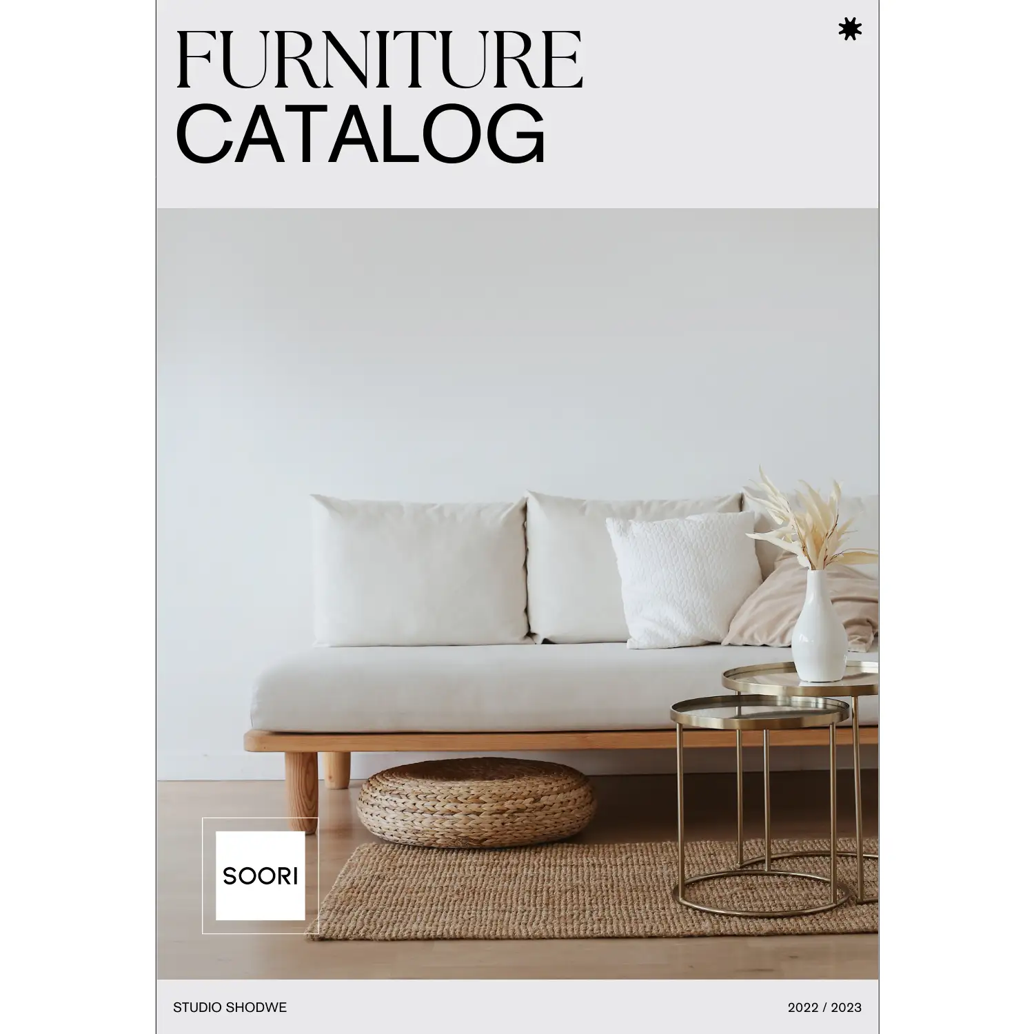 مجله دکوراتیو مینیمال کاتالوگ (کد 105) با طراحی روشن و مینیمال الهام‌گرفته از سبک اسکاندیناوی چاپ شده روی فوم سبک برای دکوراسیون داخلی