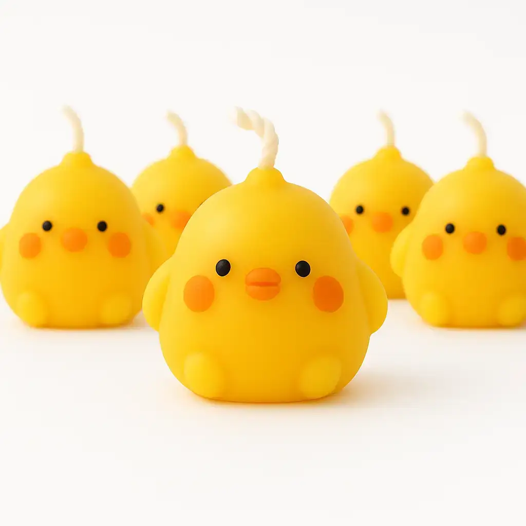 ۵ شمع جوجه فیگوراتیو زرد روی بک‌گراند سفید از برند ثوری دیزاین